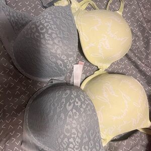 Victoria's Secret Gray and Yellow Lace Bras